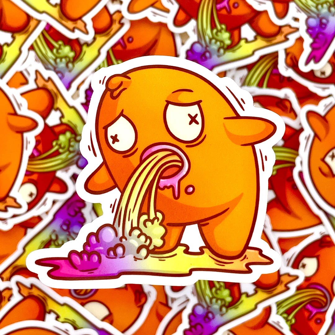 Rainbow Puke Vinyl Sticker, Weird Vomit Charakter - Etsy Schweiz