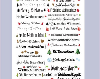 PDF jpg file for stickers candles tattoo foil water slide foil DIY transfer foil - Christmas terms Advent - for download