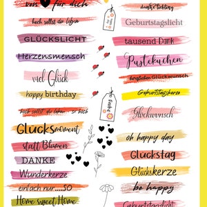 PDF JPG Kerzen Tattoo Sticker Aufkleber Druckvorlage - Alltagsmix 2023 Set Bundle -  Wasserschiebefolie-  sofort Download