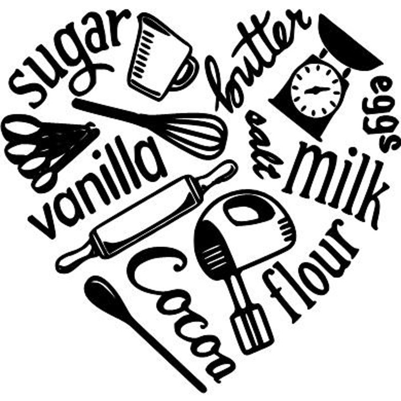 Baking Heart Decal Etsy