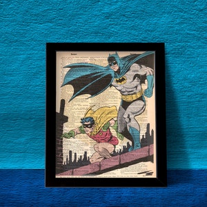 Framed Vintage Comic Book- Comic Art-DC Comics-Batman and Robin-Comics gift-Comics Prints-Art Prints Framed Art- Print Dictionary Page Art