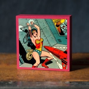 ワンダーウーマン ウォールアート - ブロックアート - コミックプリント - レトロコミックブック - ヴィンテージコミック - マーベルコミック - レトロ装飾 - ワンダーウーマンギフト - ワンダーウーマン SVG