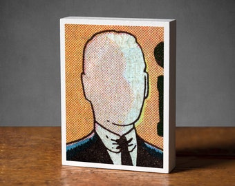 Faceless Man Comic Book Art Block – 1950s Retro Pop Art