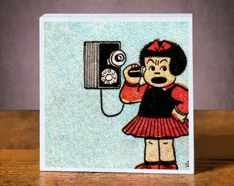 Nancy and Sluggo Art Block – Vintage Comic Book Panel, Retro Decor