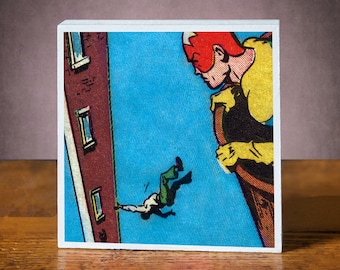 Vintage Comic Book Art Block, Mid-Century Pop Art Decor