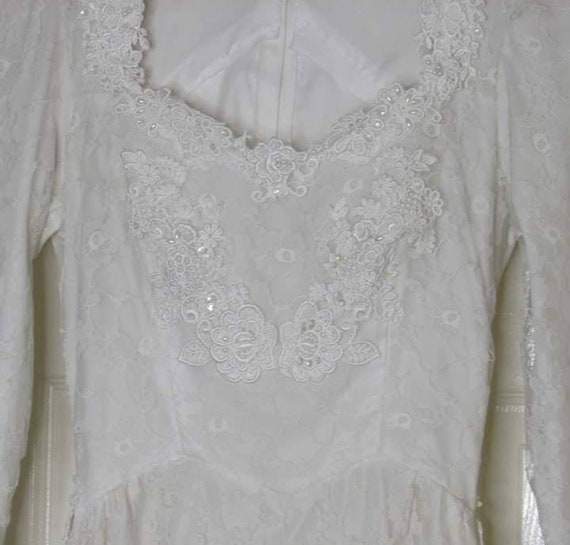 Vintage Victorian Lace & Down Wedding Dress - image 3