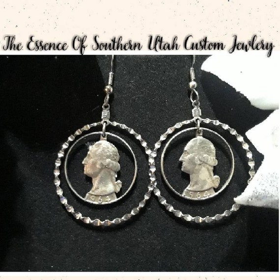 1960s Silver Quarter Earrings