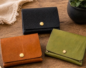 Porte-cartes en Cuir Brut Naturel – Style Vintage et Fait Main - LEON