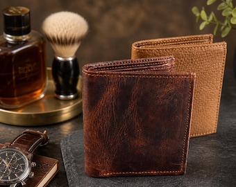Portefeuille coloré en cuir pour homme et femme, Portefeuille cuir vintage, Portefeuille en cuir avec compartiments multiples, HELIOS
