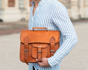 Leather Crossbody Handbag for men, Crossbody satchel bag, Leather Crossbody messenger bag, Men's Leather Bag, Student crossbody bag, ELIO