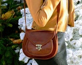 Genuine leather shoulder bag woman style vintage leather brown camel