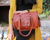 Genuine leather shoulder bag woman style vintage leather brown camel