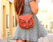 Genuine leather shoulder bag woman style vintage leather brown camel