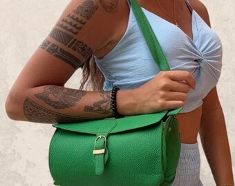 Sac à main bowling en cuir femme, Sac rond femme , Sac à main de couleur