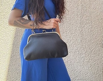 Borsa a tracolla in vera pelle, borsa a tracolla in pelle in stile vintage, borsa da sposa, borsa per il trucco in pelle, PATCHI