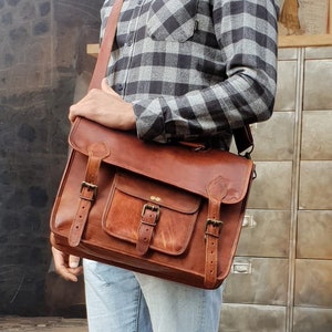 Leather Bag, Leather Satchel, Leather Messenger, Leather Briefcase, Laptop Bag Portfolio, Messenger Bag, Men's leather messenger image 1