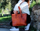 leather handbag, women 39 s tote, stylish bag, tablet computer bag and book, vintage leather handbag, shoulder bag, brown leather handbag