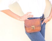 Leather belt bag banana bag leather banana leather bag in vintage style, bag worn belt leather pouch woman leather bag