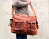 Travel bag Men and women leather mixed leather messenger bag, leather crossbody bag, leather computer bag, retro bag, leather messenger bag