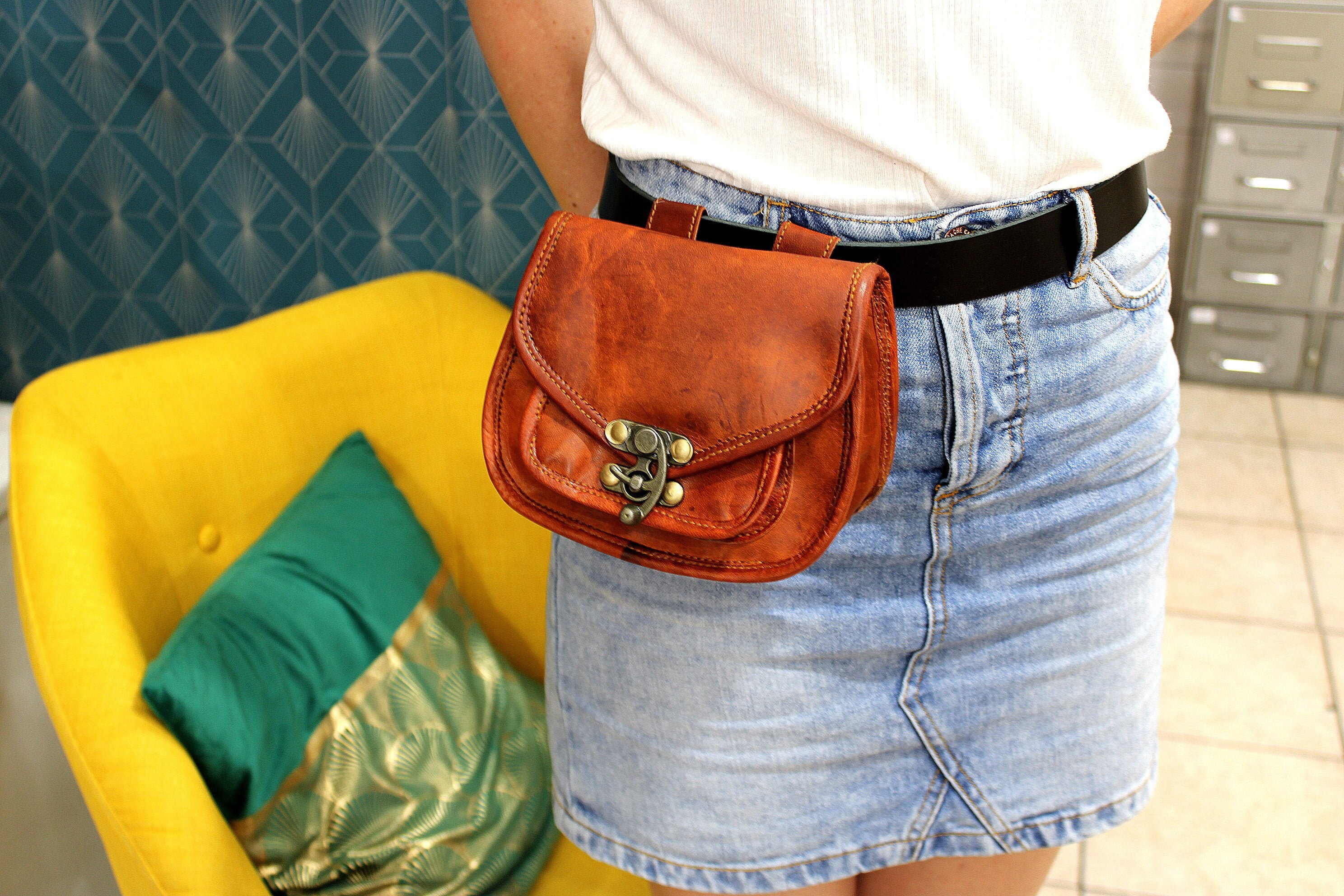 Leather Belt Bag, Leather Belt Bag in Vintage Style, Hip
