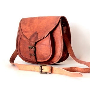 Genuine leather shoulder bag for women, Handmade crossbody bag, Leather shoulder bag brown, Vintage leather shoulder bag, Vintage 70's purse image 9