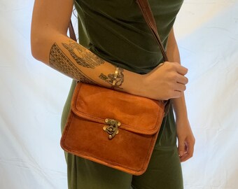 Sac à main bandoulière en cuir pour femme, Sac en Cuir naturel au style vintage, Sac porté épaule, sac bandoulière cuir, SLIMI LOCK2 BIG