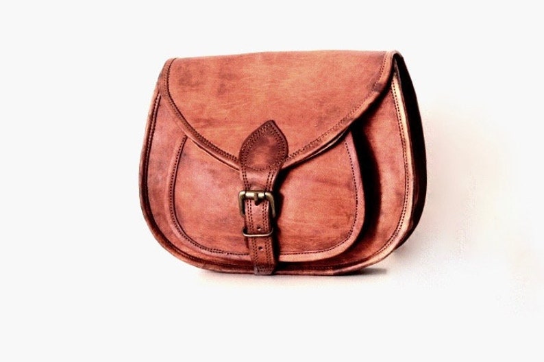 Genuine leather shoulder bag for women, Handmade crossbody bag, Leather shoulder bag brown, Vintage leather shoulder bag, Vintage 70's purse image 8