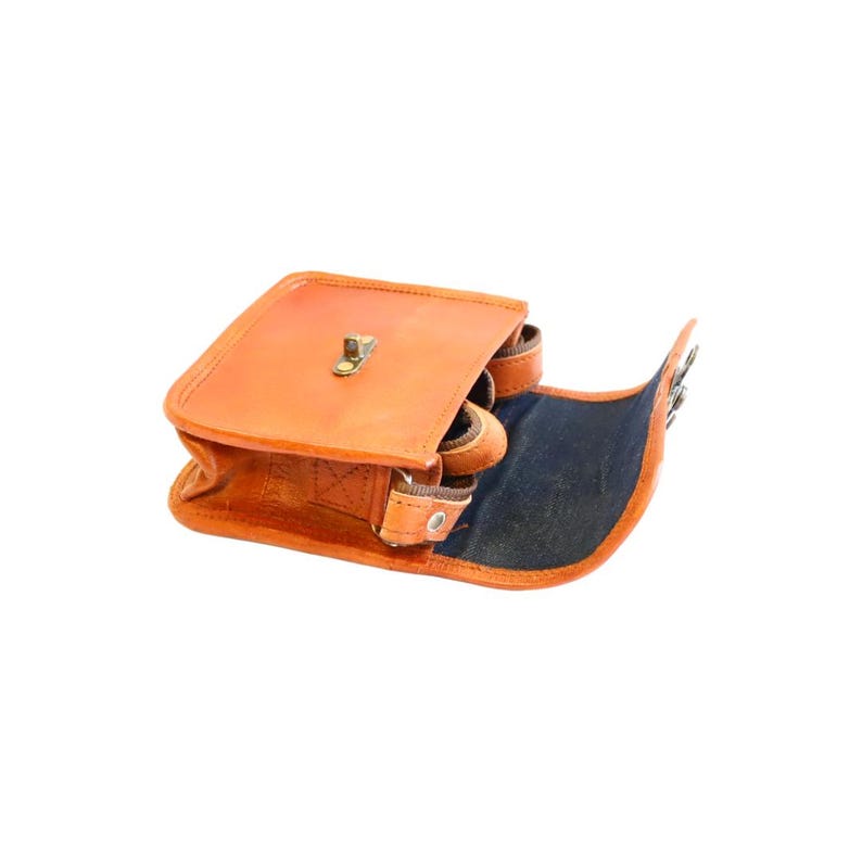 Kleine leren crossbodytas voor dames, vintage stijl tas van natuurlijk leer, bruine leren schoudertas in cottagecore stijl, SLIMI LOCK 2 afbeelding 8