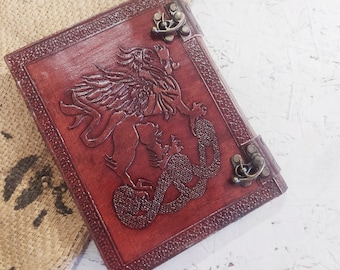 Griffin leather sketchbook, griffin leather notebook, fantasy sketchbook, fantasy notebook, greek mythology sketchbook, mythology notebook