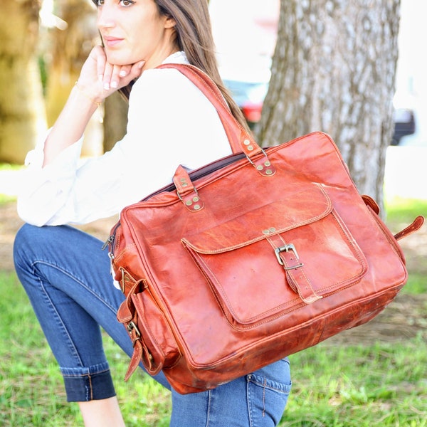 Sac de voyage en cuir pour hommes et femmes au style vintage, week end, sac en cuir bandoulière, sac week-end en cuir