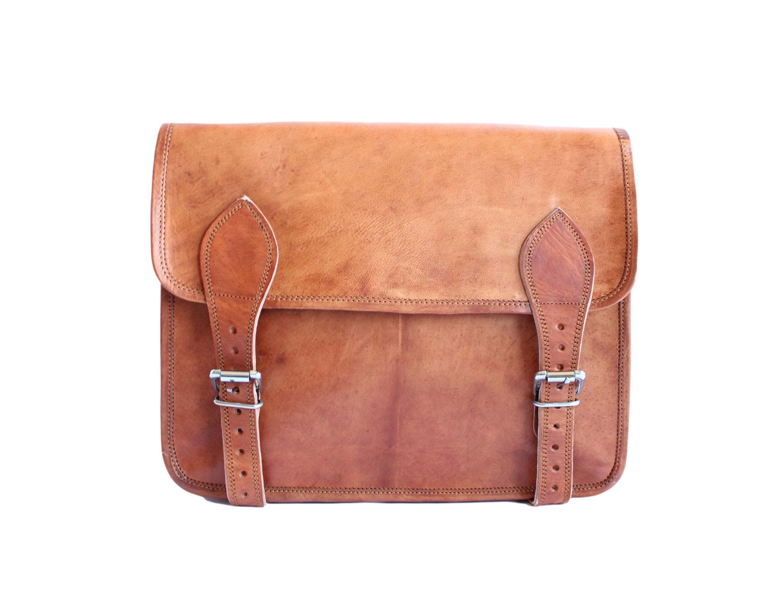 Sac Bandoulière/messenger En Cuir De Vache Marron - Modèle ZX-4 - Neuf Sans étiquettes - Homme/femme
