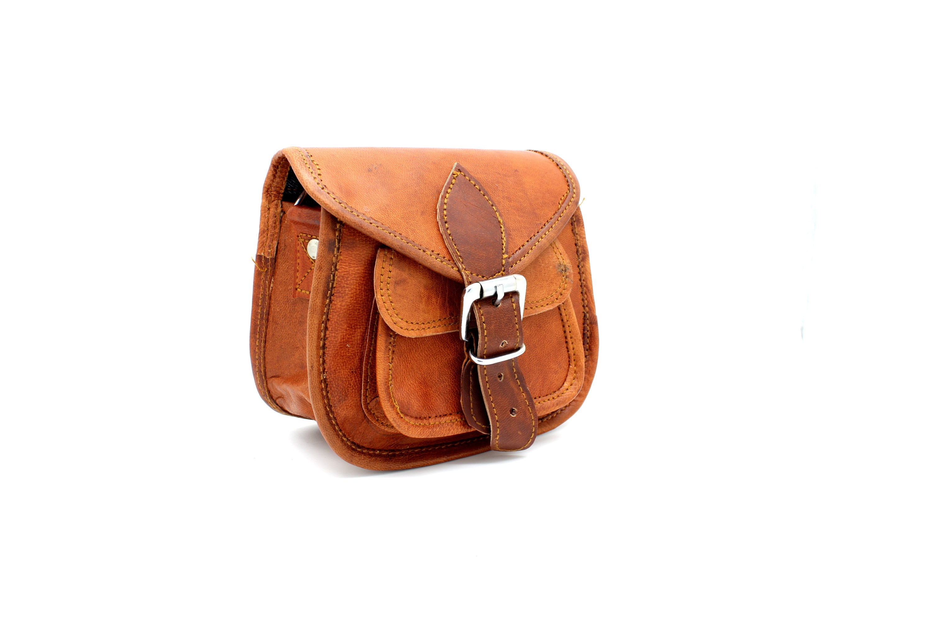 Small Genuine Leather Shoulder Bag, Vintage Brown Shoulder