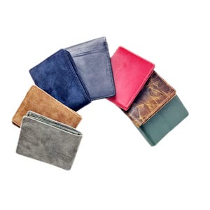 Portefeuille coloré en cuir pour homme et femme, Portefeuille cuir vintage, Portefeuille en cuir coloré avec compartiments multiples, HELIOS
