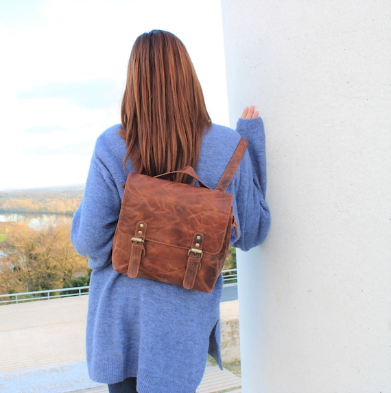 Small Brown Leather Convertible Backpack Crossbody Bag Leather School Backpack Genuine Leather Brown Backpack Crossbody Leather Bag Etsy Canada