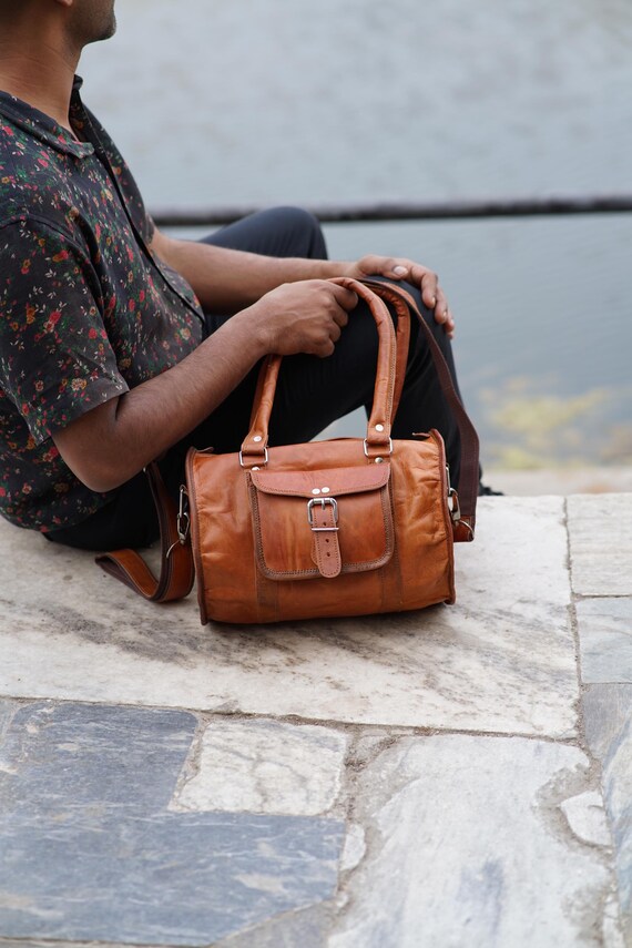 Sac Fourre-tout Vintage En Cuir Marron - Petit Modèle Femme Rétro