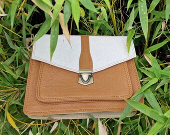 Unique Retro Leather Satchel Style Shoulder Bag. Zero Waste, ethical. RITA