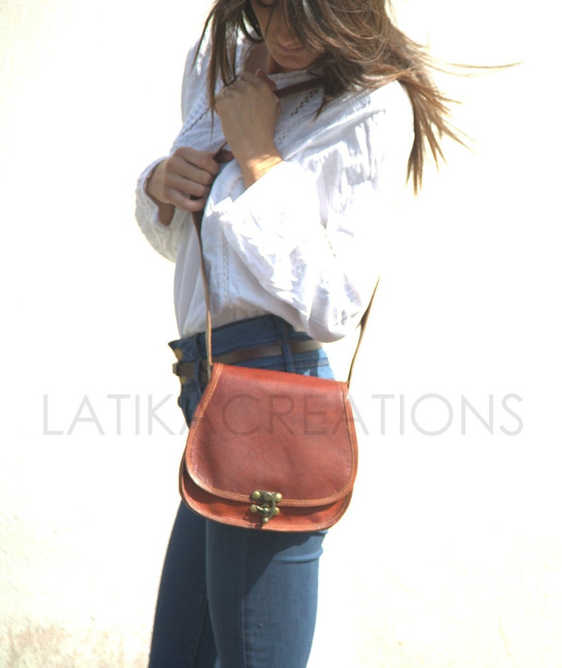 Brown Genuine Leather Crossbody Handbag for Women, Small Brown Leather