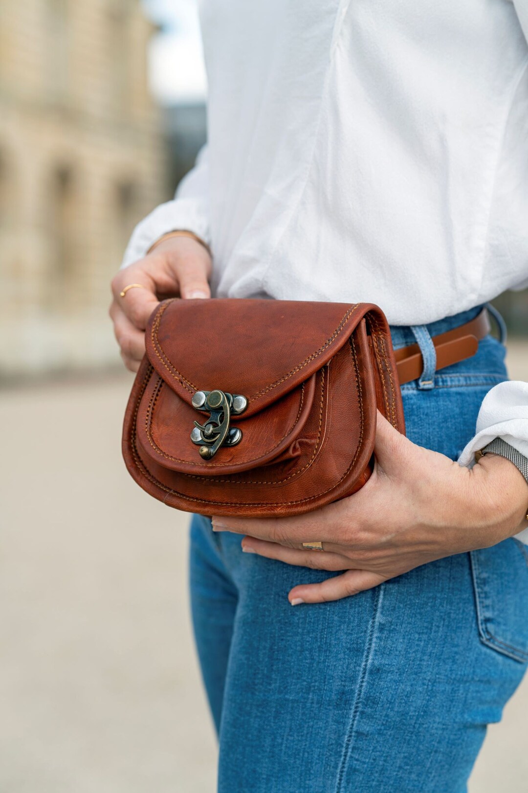 Leather Belt Bag, Leather Belt Bag in Vintage Style, Hip