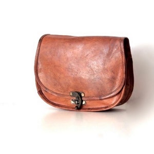 Genuine leather shoulder bag for women, Handmade crossbody bag, Leather shoulder bag brown, Vintage leather shoulder bag, Vintage 70's purse image 5