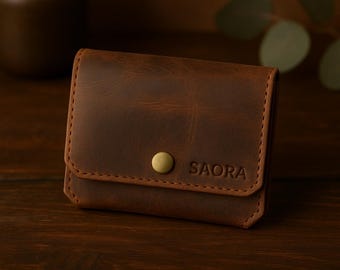 Porte-cartes en Cuir Brut Naturel – Style Vintage et Fait Main - LEON