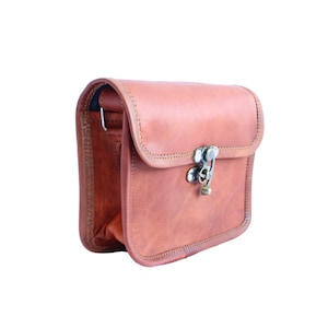 Leder-Schulterhandtasche für Damen, Naturledertasche im Vintage-Stil, Umhängetasche, Leder-Umhängetasche, SLIMI LOCK 2 Bild 7