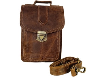 Sac Bandoulière et ceinture en Cuir Naturel pour homme : Authenticité au Charme Vintage et Amour Authentifié BASILE