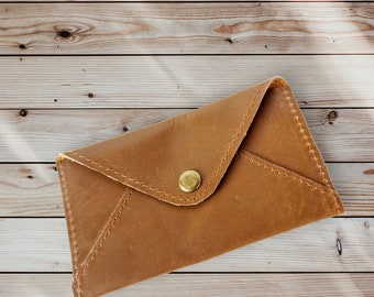 Leather coin holder, leather purse, small leather purse, boho leather purse, brown leather purse, CALI