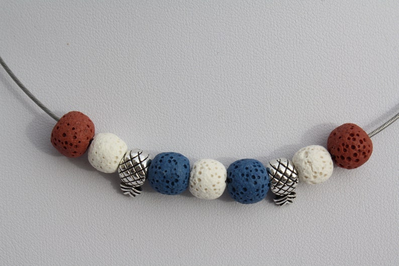 Jewelry necklace necklace tire Reif Collier silver lava pineapple blue white brown