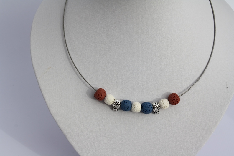 Jewelry necklace necklace tire Reif Collier silver lava pineapple blue white brown