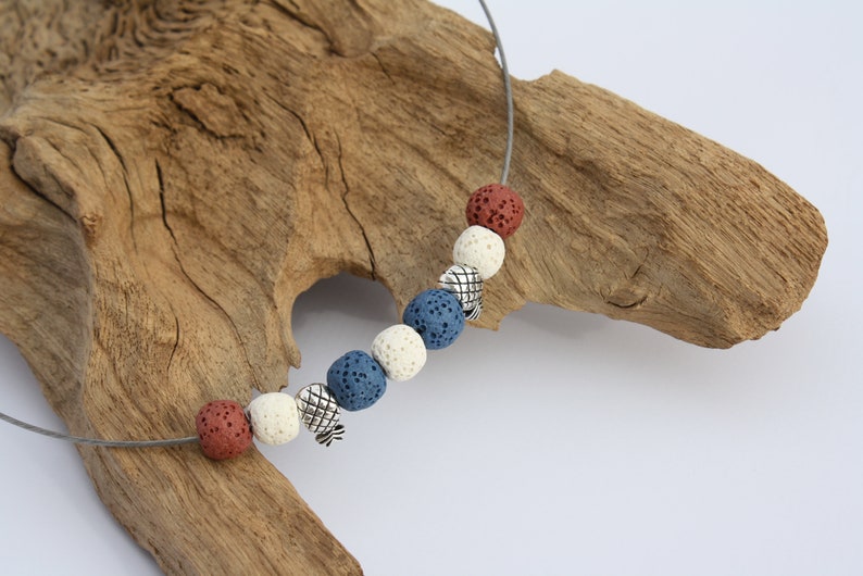 Jewelry necklace necklace tire Reif Collier silver lava pineapple blue white brown