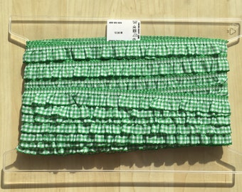 Elastic Vichykaro Ruffle Green 20 mm wide