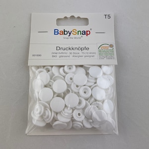 Druckknöpfe BabySnap T5 12,4 mm Farbe B43 weiß Bild 1