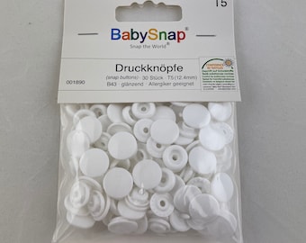 Attaches à pression BabySnap T5 (12,4 mm) couleur B43 blanc