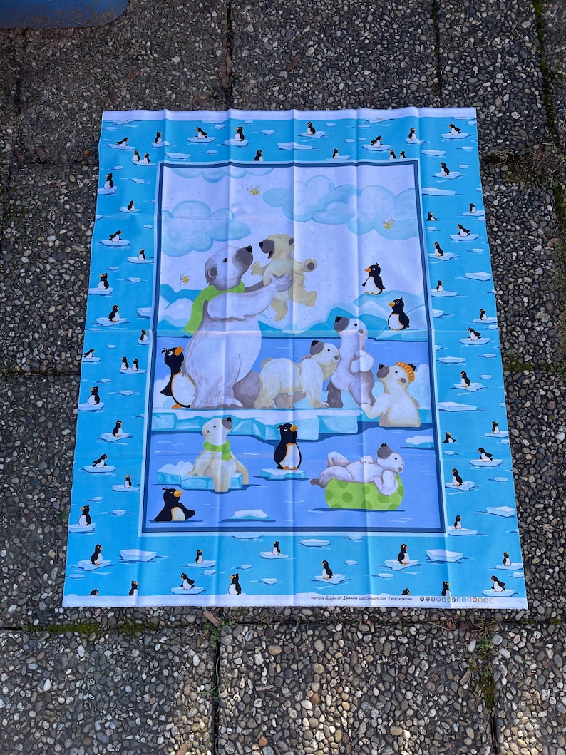 Panneau de tissu pour enfants en tissu patchwork Burr l'ours polaire World of Susybee image 1